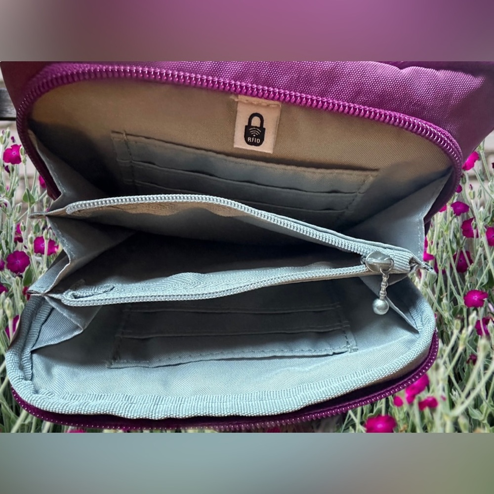 Baggallini Trifecta Wallet RFID Crossbody in Wild Plum - Picture 5 of 15
